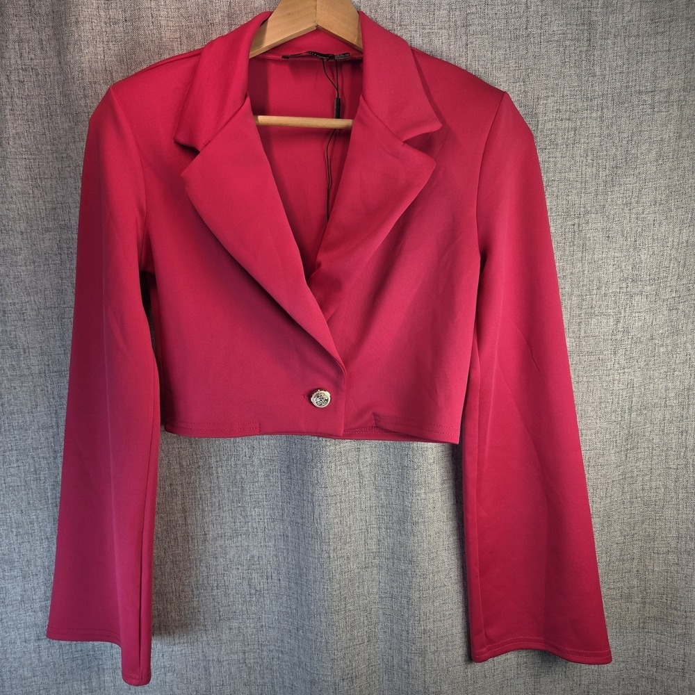 Pretty Little Thing Women's Hot Pink Sz 0 Crop‎ Blazer Jacket NWOT Barbiecore
